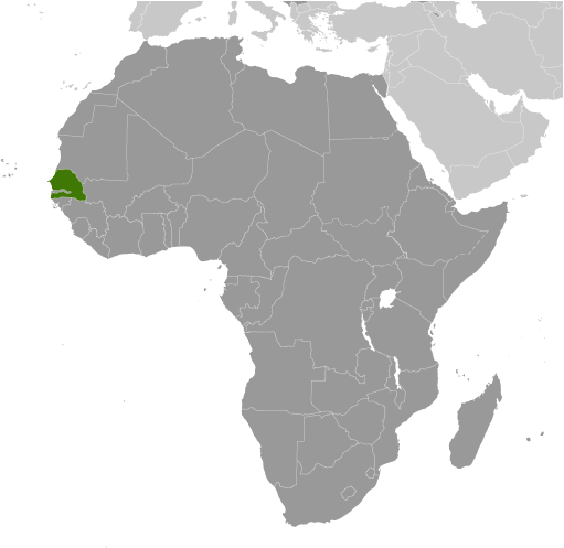 Location of Senegal in West Africa.