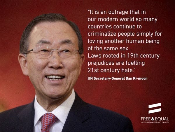 Support for LGBT rights in 2013 from then U.N. Secretary-General Ban Ki-Moon.
